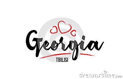 Georgia country with red love heart and its capital Tbilisi creative typography logo design Vector Illustration