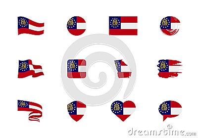 Georgia - flat collection of US states flags. Vector Illustration