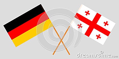 Georgia and Germany. Crossed Georgian and German flags Vector Illustration