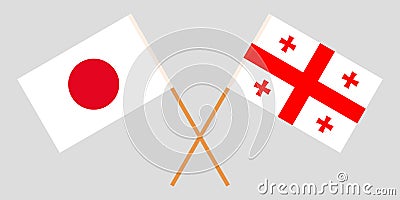 Georgia and Japan. Crossed Georgian and Japanese flags Vector Illustration