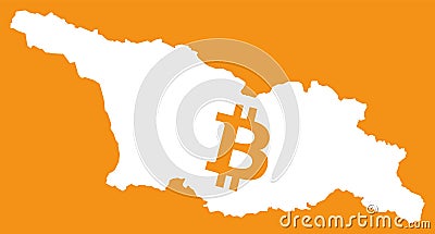 Georgia map with bitcoin crypto currency symbol illustration Vector Illustration