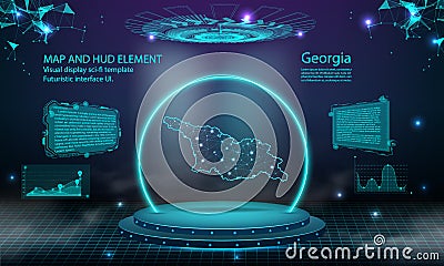 gambia map light connecting effect background. abstract digital technology UI, GUI, futuristic HUD Virtual Interface with gambia Vector Illustration