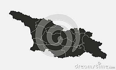 Georgia map with regions, provinces isolated on white background. Vector Illustration