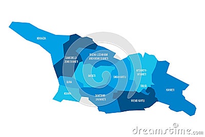 Georgia political map of administrative divisions Vector Illustration