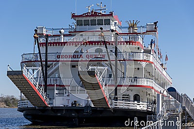The Georgia Queen riverboat near River Street in Savannah Editorial Stock Photo