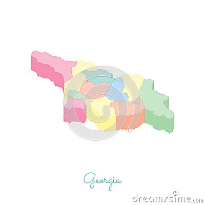 Georgia region map: colorful isometric top view. Vector Illustration