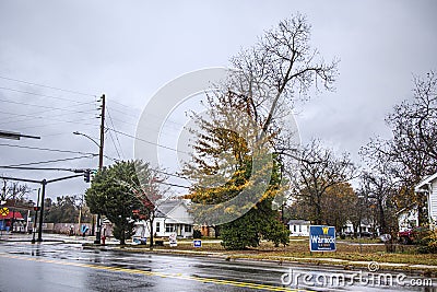 Georgia senate election signs Jon Ossoff Raphael Warnock lawn signs no cars Editorial Stock Photo