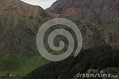 Georgia. A small church on an impregnable mountain Stock Photo