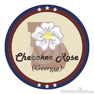 Georgia state with cherokee rose flower. Vector illustration decorative design Vector Illustration