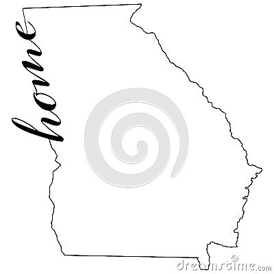 Georgia state map outline illustration with the word home Vector Illustration