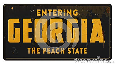 Georgia State Sign Highway Freeway Road Grunge The Peach State Stock Photo