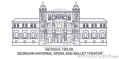 Georgia, Tbilisi, Georgian National Opera And Ballet Theater travel landmark vector illustration Vector Illustration