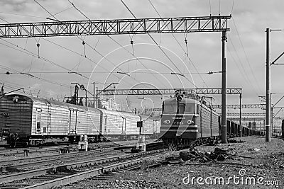 Georgia, Tbilisi. Railway fork. Old railway cars. Editorial Stock Photo