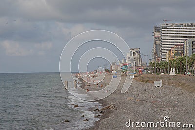 Georgia. View From Sea of the embankment of the city from the sea Editorial Stock Photo