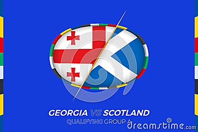 Georgia vs Scotland icon for European football tournament qualification, group A Vector Illustration