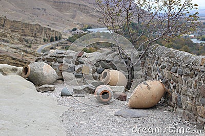 Georgian clay jugs for wine Stock Photo