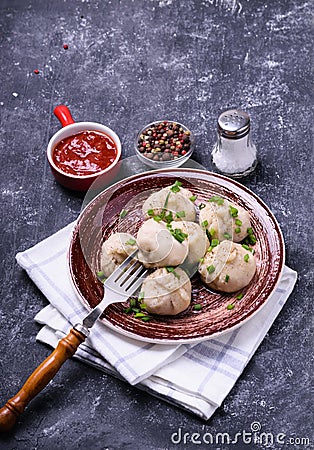Georgian dumplings Khinkali Stock Photo