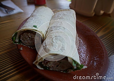 Georgian Kabab with Bread Stock Photo