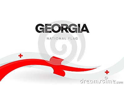 Georgian national waving flag banner. Democratic Republic of Georgia independence day anniversary poster. Patriotic red Vector Illustration