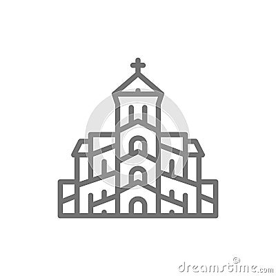 Georgian orthodox church, Tbilisi line icon. Vector Illustration