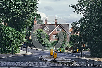Georgian style house on the crescent of Lyndhurst and Akenside Roads in Hampstead, LOndon Editorial Stock Photo