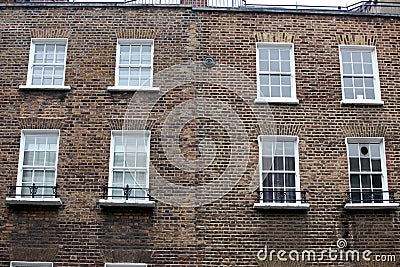 Georgian windows architecture on a wall house, London, UK Stock Photo