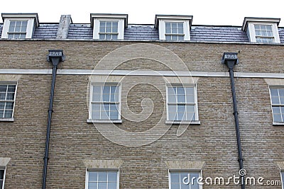 Georgian windows architecture on a wall house, London, UK Stock Photo