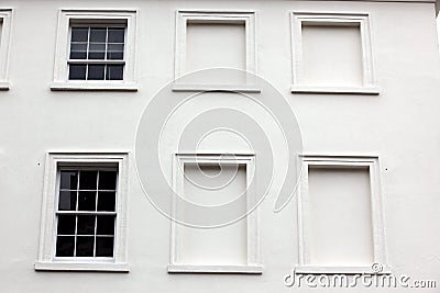 Georgian windows architecture on a wall house, London, UK Stock Photo