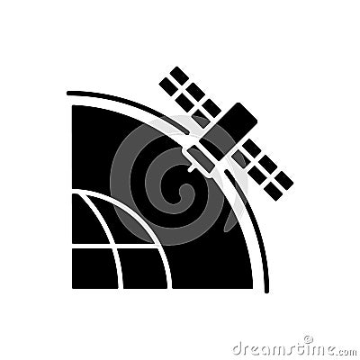 Geostationary Satellite black glyph icon Vector Illustration