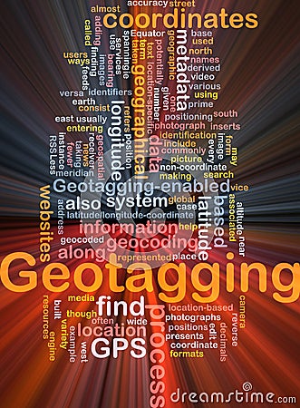 Geotagging coordinates background concept glowing Cartoon Illustration