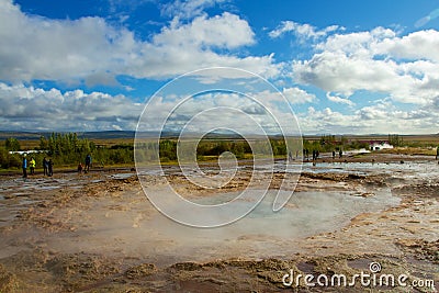 Geothermal activity and hot water in Iceland Editorial Stock Photo