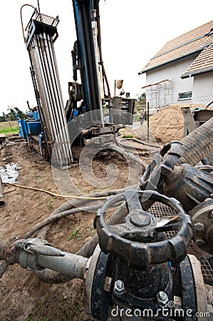 Geothermal drilling machine Stock Photo