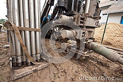 Geothermal drilling machine Stock Photo