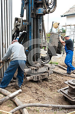 Geothermal drilling machine Stock Photo