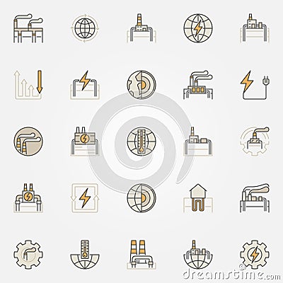 Geothermal energy colorful icons Vector Illustration