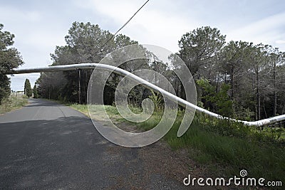 Conduit of geothermal area in the forest of Pomarance in tuscany, Italy Editorial Stock Photo