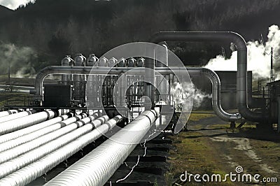 Geothermal Power Field Stock Photo