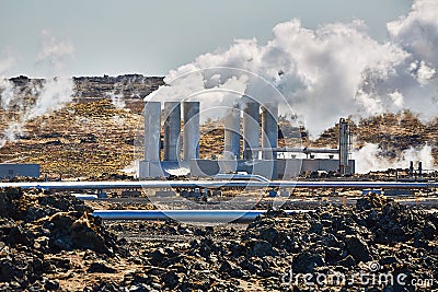 Geothermal power plant Stock Photo