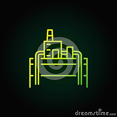 Geothermal power plant green icon Vector Illustration