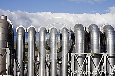 Geothermal Power Plant Pipes Stock Photo