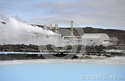 Geothermal power plant Stock Photo