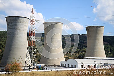Geothermal power production in Larderello, Tuscany Stock Photo