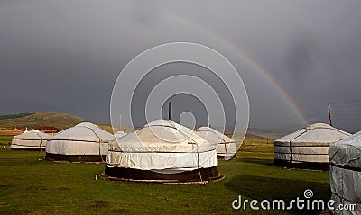 Ger camp in Mongolia Stock Photo