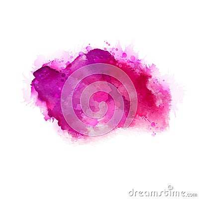 Geranium, hot pink and magenta watercolor stains. Bright color element for abstract artistic background. Vector Illustration