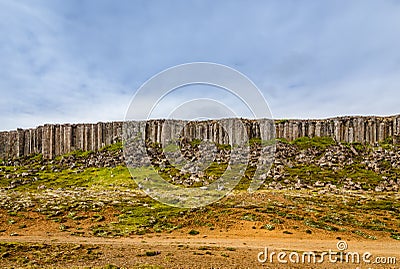 Gerduberg dolerite cliffs basalt rock formation, SnÃ¦fellsnes, Stock Photo