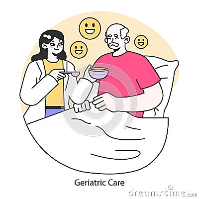 Geriatric Care concept. Flat vector illustration. Vector Illustration
