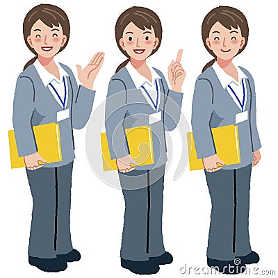 Geriatric care manager in different gestures Vector Illustration