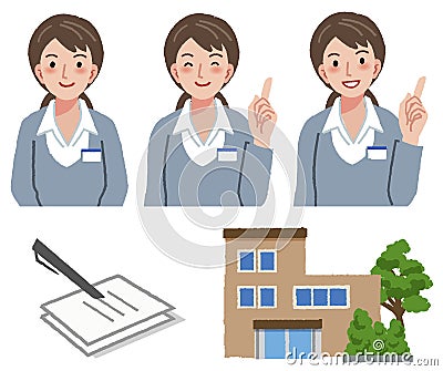 Geriatric care manager portraits and retirement home Vector Illustration