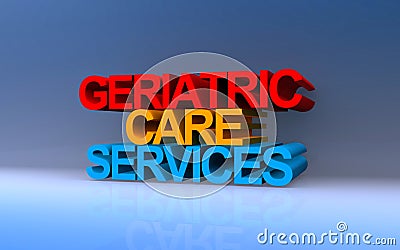 geriatric care services on blue Stock Photo