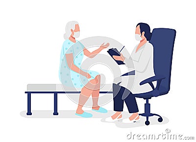 Geriatric physician accepting elderly patient semi flat color vector characters Vector Illustration